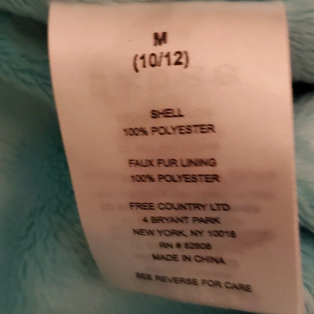 Free Country Zip Down Girls Hooded Light int Green Jacket - Size Medium (10-12)